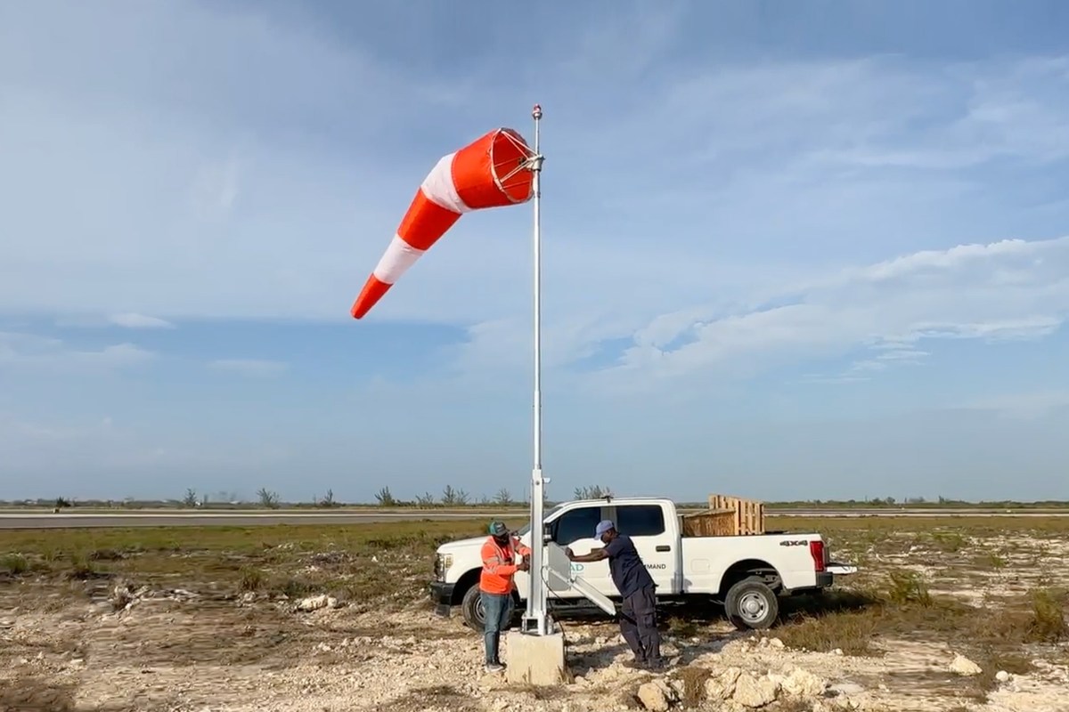 Installation of solar wind cones and windsocks at Caribbean Intl Airport