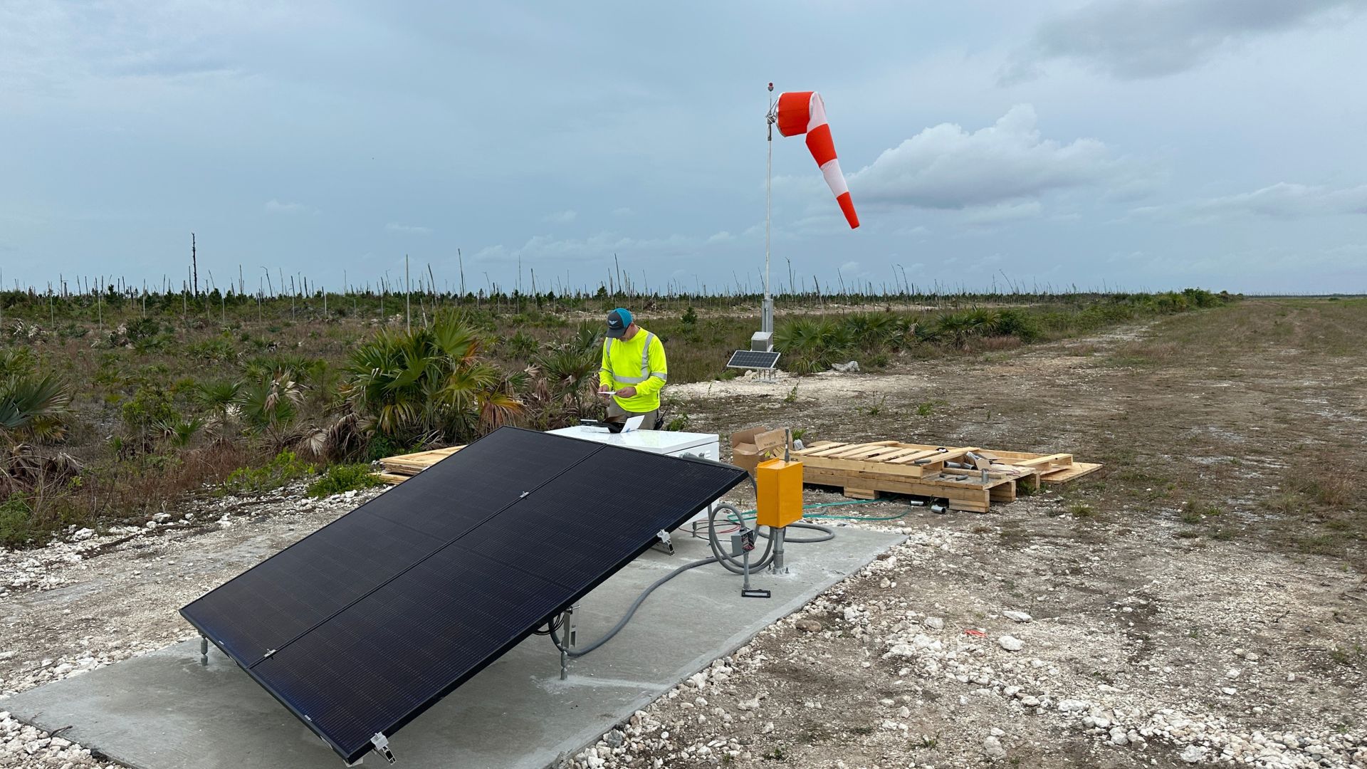 Installation process of solar approach lighting and solar approach lighting